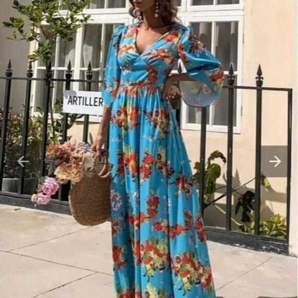FLORAL PRINT SPECIAL OCCASIONS MAXI DRESS - Picture 6 of 10